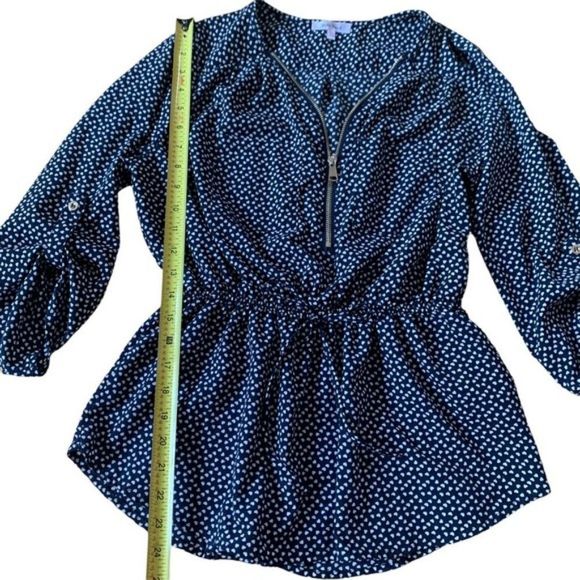 Navy Stella Tweed Blouse Size Medium - Picture 9 of 9